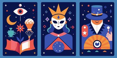 The tarot cards are in different styles vector