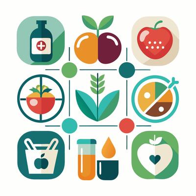 Health and nutrition icons set illustration