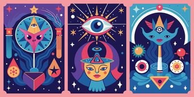 Three different posters with different designs vector