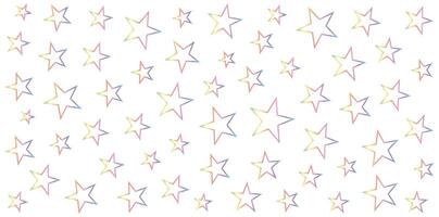Multicolor pastel star outlines arranged in a seamless pattern on a white background. Vibrant design for decoration, wallpaper, and digital projects. vector