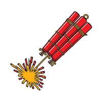 A red firework with a yellow fuse vector