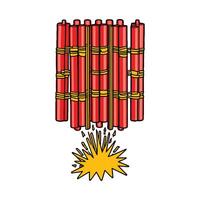A red and yellow fireworks icon on a white background vector
