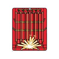 A red and white card with a firework on it vector