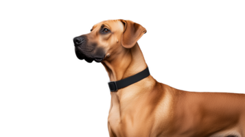Elegant brown dog profile with collar on transparent background png