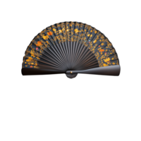 Decorative Japanese Fan Design with Colorful Floral Patterns on Transparent Background png