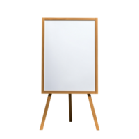 Wooden frame easel display board with blank surface on transparent background png