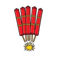 A red firecracker with a yellow stick vector