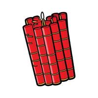A red candle with a red candle stick vector