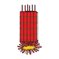 A red firework with a red and yellow tip vector