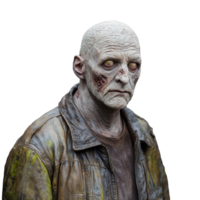 Realistic zombie character portrait with detailed facial features on transparent background png