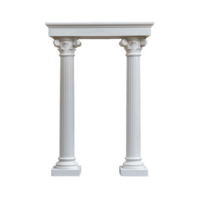 Classical white columns with intricate details on transparent background png