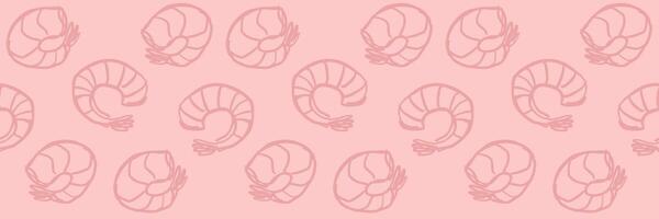 Pattern with doodle shrimps. Cuisine, menu, seafood. illustration for design. vector
