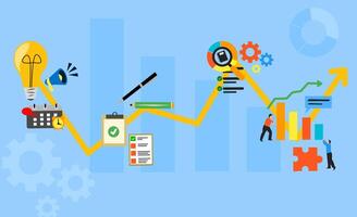 Finance and businees art design step and gain the benefit and business progress vector