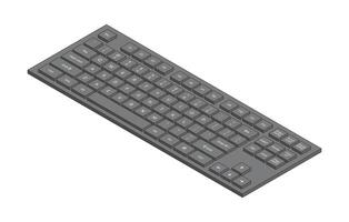 Black isometric keyboard with letters in minimalistic volumetric style vector