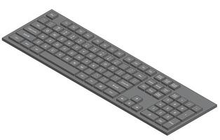 Black isometric keyboard with numpad and letters in minimalistic volumetric style vector