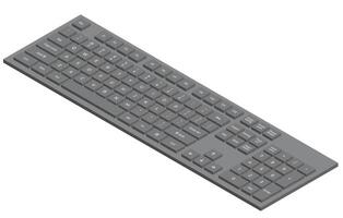 Black isometric keyboard with numpad and letters in minimalistic volumetric style vector