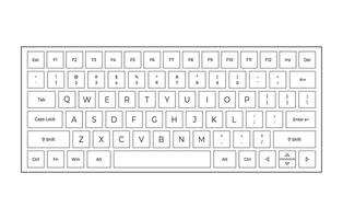Flat outline keyboard with letters in minimalistic style vector