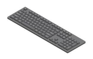 Black isometric keyboard with letters and numpad in minimalistic volumetric style vector