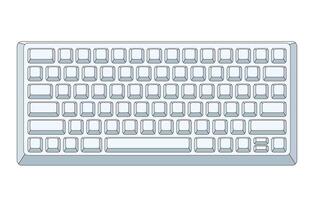White keyboard with outline in minimalistic volume style vector
