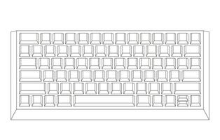 Outline keyboard without letters in minimalist voluminous style vector