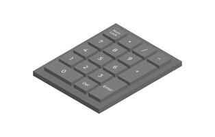 Black isometric numpad with letters in minimalistic volumetric style vector