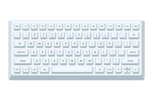 White line keyboard with letters in minimalist voluminous style vector