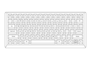 Flat outline keyboard with letters in minimalistic style vector