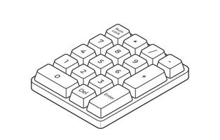 Outline isometric numpad with letters in minimalistic volumetric style vector