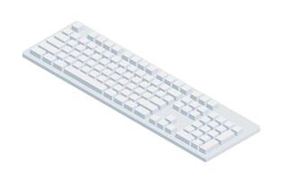 White isometric keyboard with numpad and without letters in minimalistic volumetric style vector