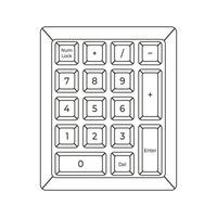 Flat outline numpad with numbers in minimalistic style vector