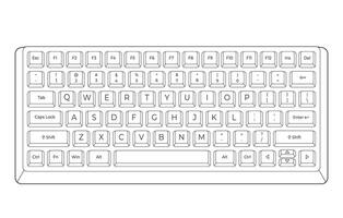 Flat outline keyboard with letters in minimalistic style vector