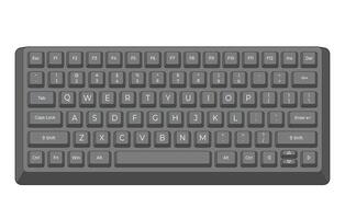 Black keyboard with outline and letters in minimalistic volume style vector