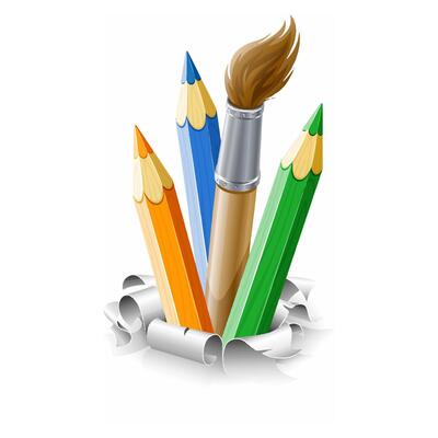 color pencils with brush