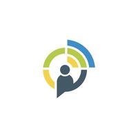 Abstract call center, contact us business logo element. Client support, customer service creative symbol concept. vector