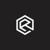 Creative and minimal letter R logotype. Line hexagon abstract simple logo design template. vector