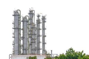 Fuel oil petroleum building distillation columns tower isolated on white background with clipping path. photo
