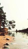 tranquil mountain paradise, with a picturesque lake and fragrant pine trees video