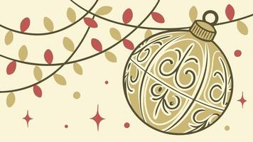 A christmas card with a ball hanging from a tree vector