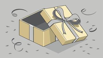 An open gift box with a ribbon and confetti vector