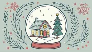 A snow globe with a house and tree inside vector