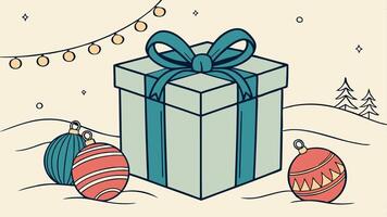 A gift box with ornaments and a bow vector