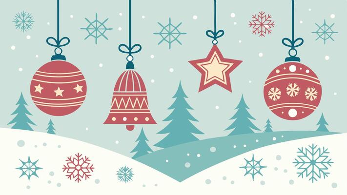 Christmas background with bells and trees