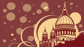 A church on a red background with circles vector