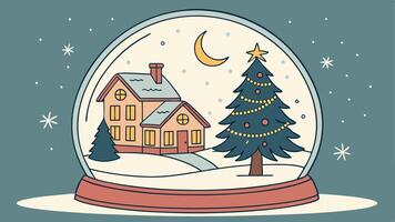A snow globe with a house and tree inside vector