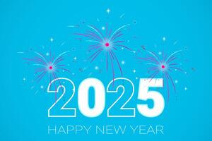 Fireworks at the celebration of the New Year 2025. vector