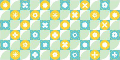 Geometric background in neo-geometry style. Various simple colorful abstract shapes. Brutalism. vector