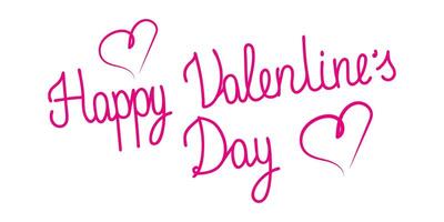 Valentine's Day hand drawn text design with hearts on white background. vector