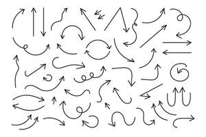 Set of hand drawn arrows on isolated background. vector