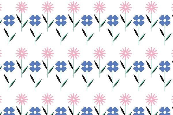 Seamless pattern with geometric flowers. Abstract texture in Bauhaus style