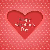 Greeting card for Valentines Day. Card with text.Heart sign in paper cat style. Abstract background with bright red heart. vector